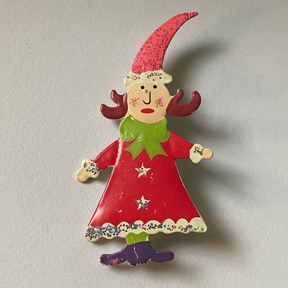 Christmas Whimsical Girl Elf Brooch Pin